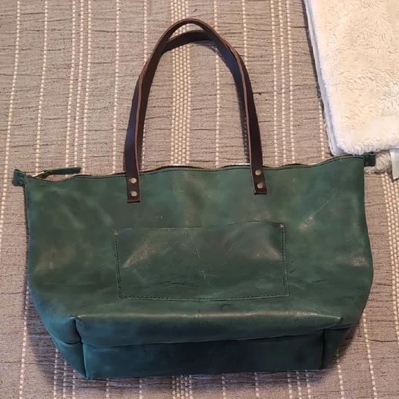 Portland Leather Oversized Zipper Tote - Surf - Picture 1 of 7
